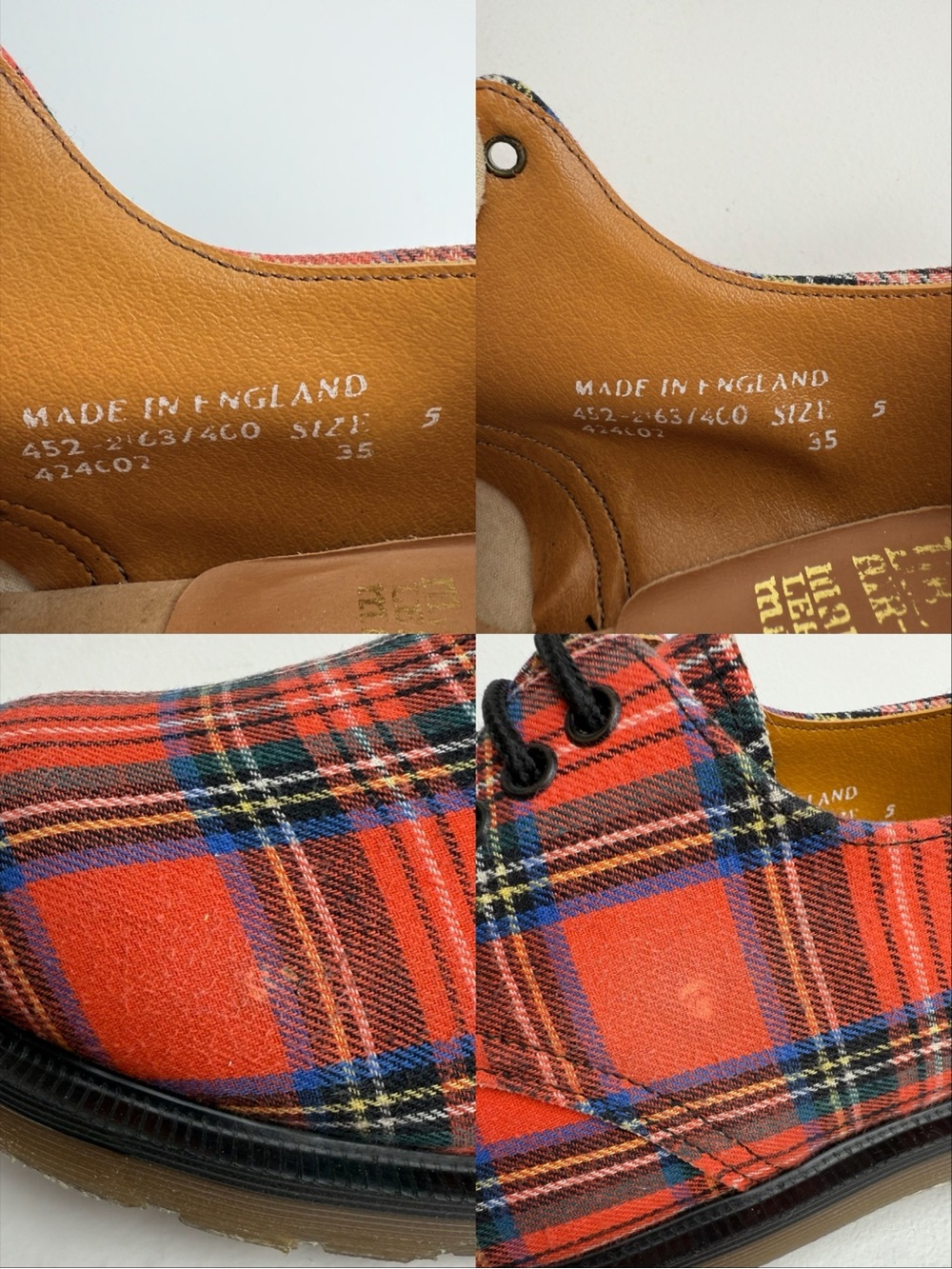 Dr. Martens NaNa Plaid Vintage Canvas Gibson Made in England Oxfords UK 5 - Picture 15 of 16
